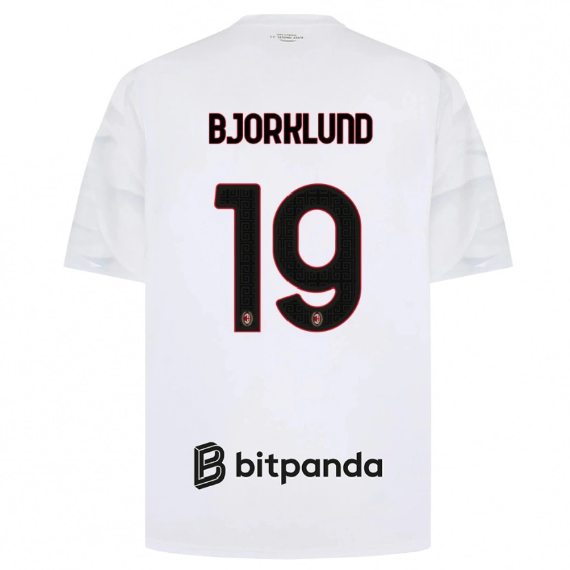Danxen Dzieci Lukas Bjorklund #19 Biały Czerwony Czarny Wyjazdowa Koszulka 2026/27 Koszulki Klubowe