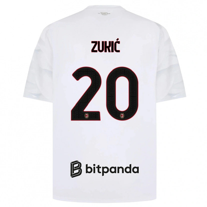 Danxen Dzieci Damir Zukic #20 Biały Czerwony Czarny Wyjazdowa Koszulka 2026/27 Koszulki Klubowe