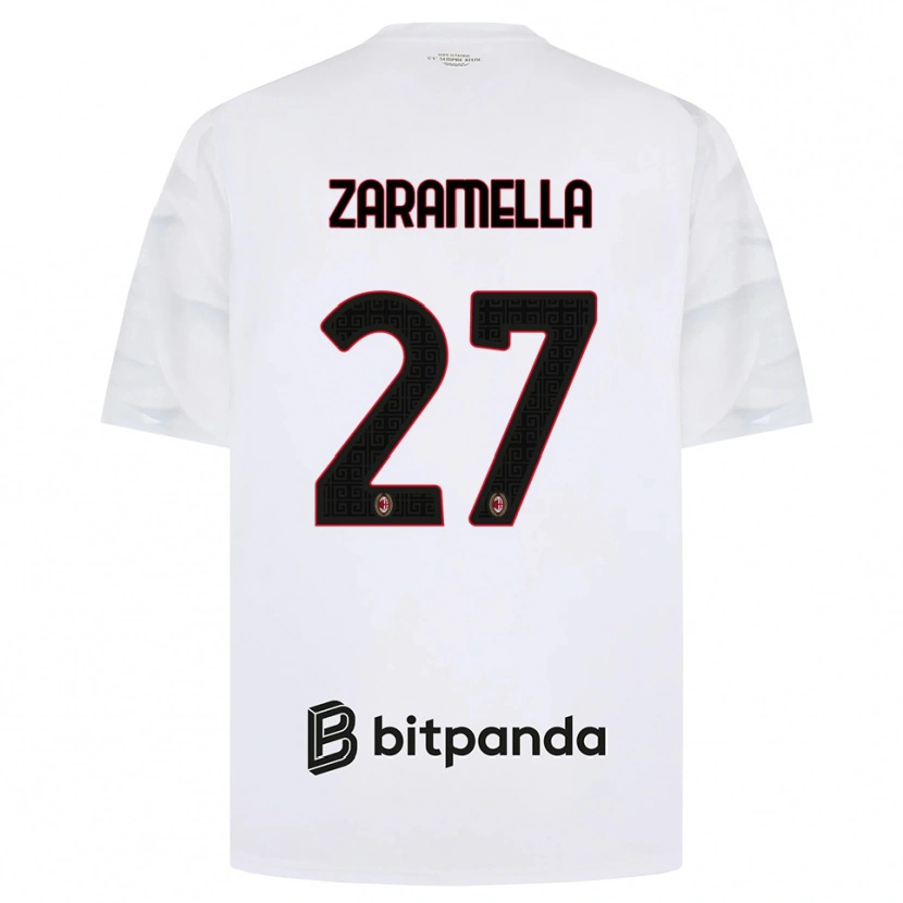 Danxen Dzieci Mattia Zaramella #27 Biały Czerwony Czarny Wyjazdowa Koszulka 2026/27 Koszulki Klubowe