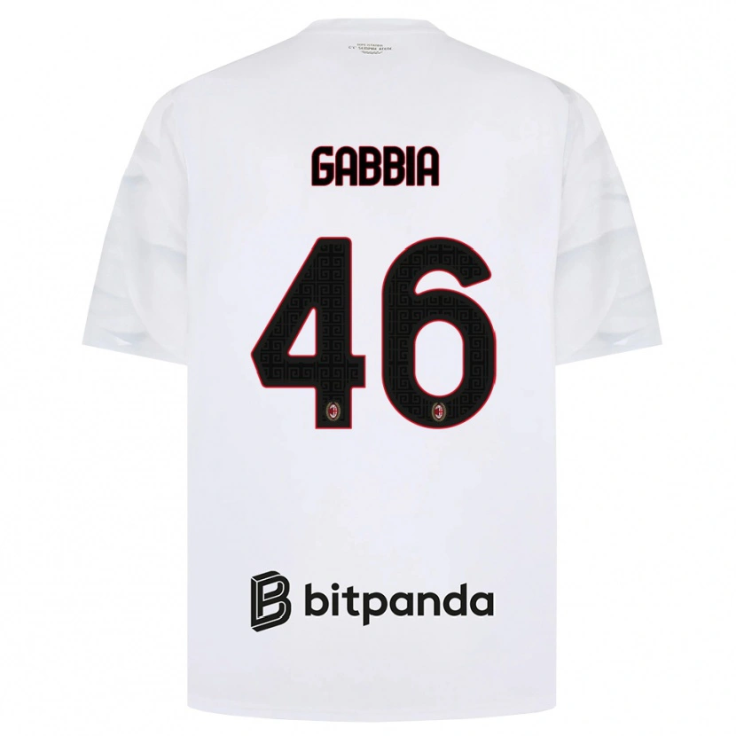 Danxen Dzieci Matteo Gabbia #46 Biały Czerwony Czarny Wyjazdowa Koszulka 2026/27 Koszulki Klubowe