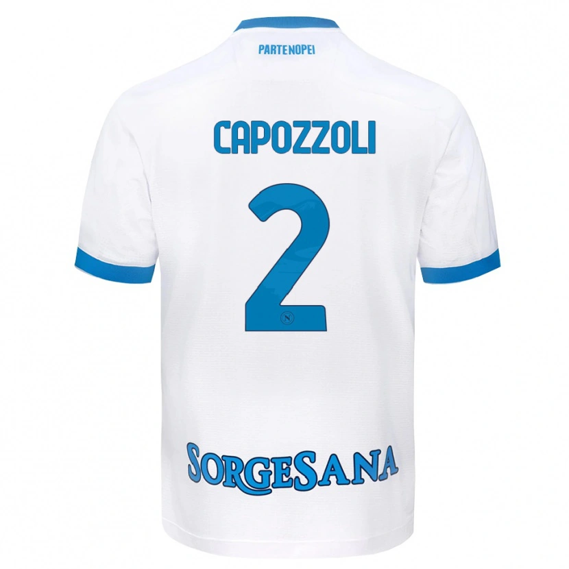 Danxen Dzieci Emanuele Capozzoli #2 Biały Błękitny Wyjazdowa Koszulka 2026/27 Koszulki Klubowe