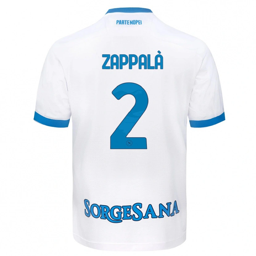 Danxen Dzieci Andrea Zappalà #2 Biały Błękitny Wyjazdowa Koszulka 2026/27 Koszulki Klubowe