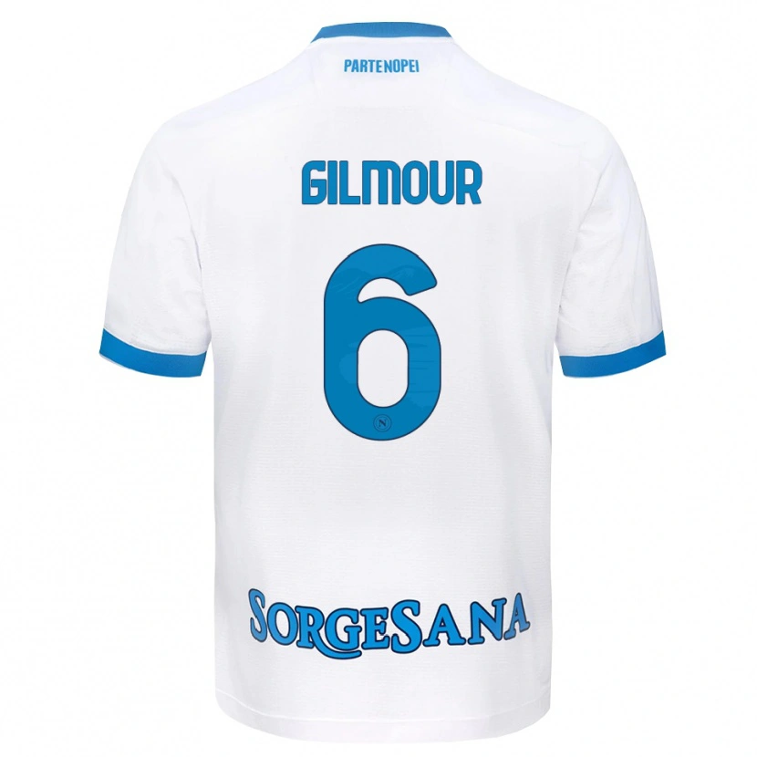 Danxen Dzieci Billy Gilmour #6 Biały Błękitny Wyjazdowa Koszulka 2026/27 Koszulki Klubowe