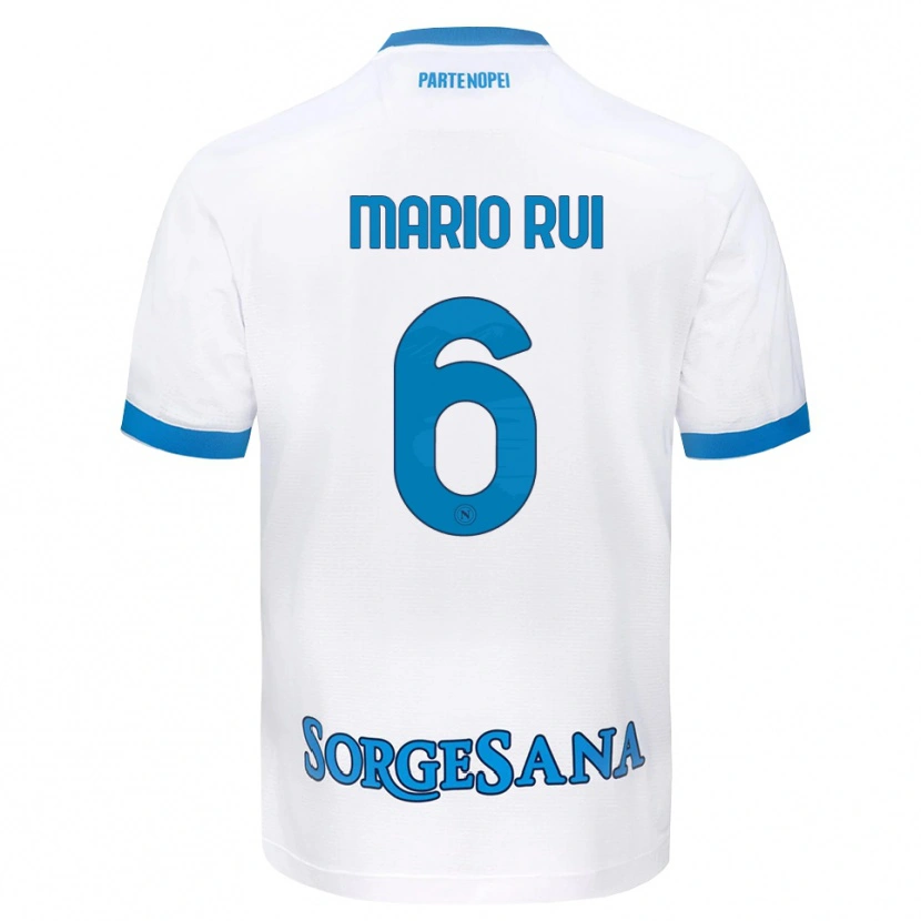 Danxen Dzieci Mario Rui #6 Biały Błękitny Wyjazdowa Koszulka 2026/27 Koszulki Klubowe