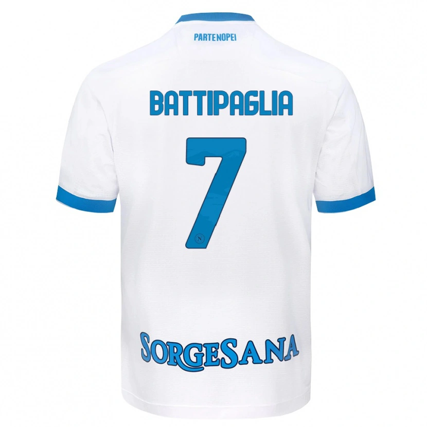 Danxen Dzieci Antonio Battipaglia #7 Biały Błękitny Wyjazdowa Koszulka 2026/27 Koszulki Klubowe