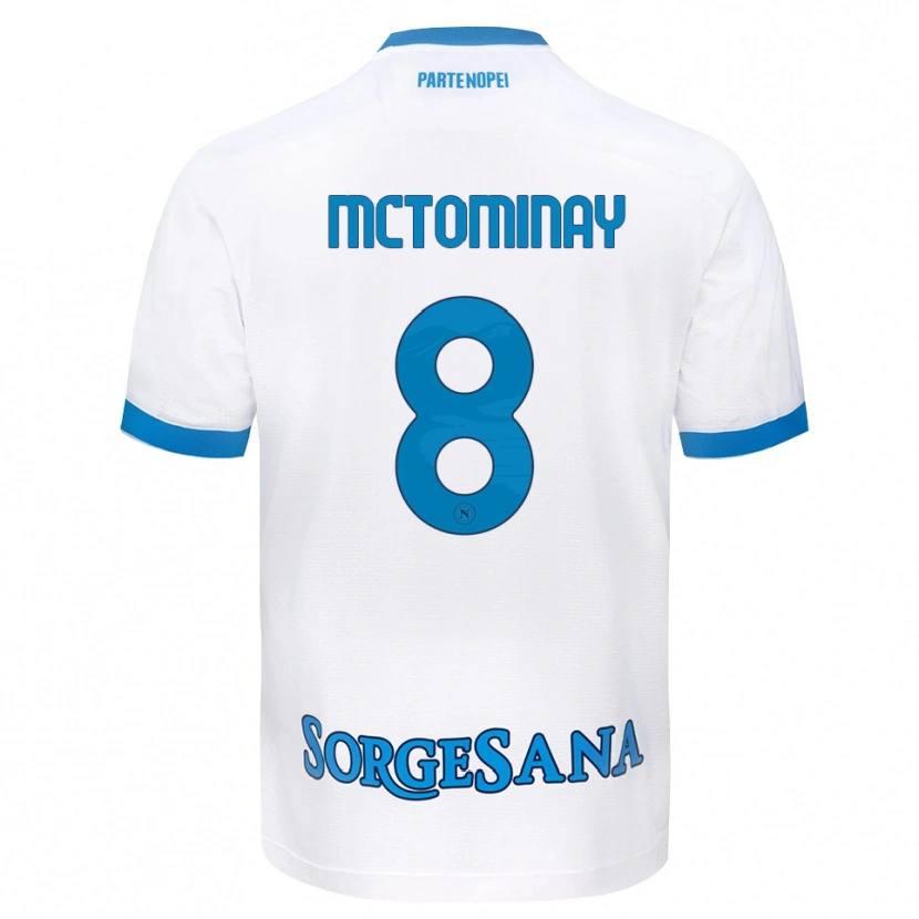Danxen Dzieci Scott Mctominay #8 Biały Błękitny Wyjazdowa Koszulka 2026/27 Koszulki Klubowe