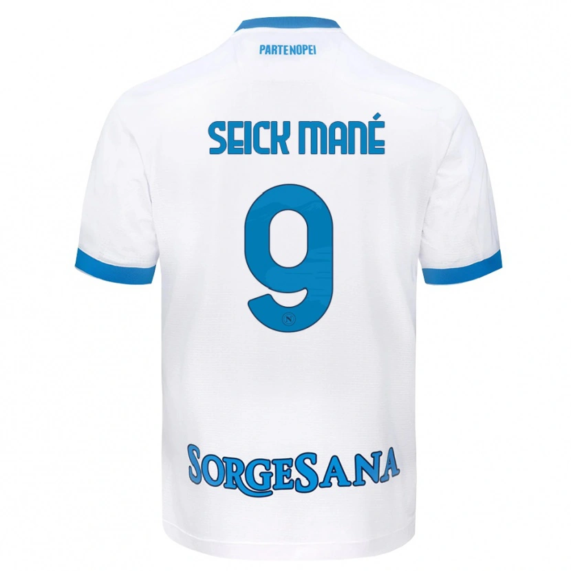 Danxen Dzieci Mohamed Seick Mané #9 Biały Błękitny Wyjazdowa Koszulka 2026/27 Koszulki Klubowe