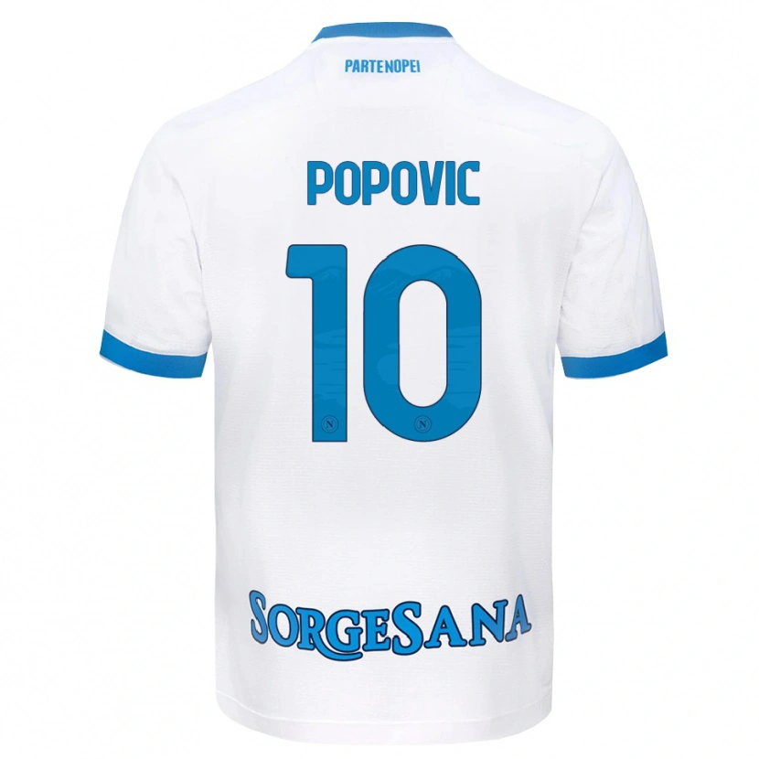 Danxen Dzieci Matija Popovic #10 Biały Błękitny Wyjazdowa Koszulka 2026/27 Koszulki Klubowe