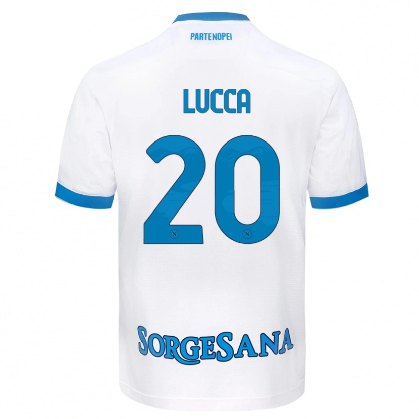 Danxen Dzieci Lorenzo Lucca #20 Biały Błękitny Wyjazdowa Koszulka 2026/27 Koszulki Klubowe