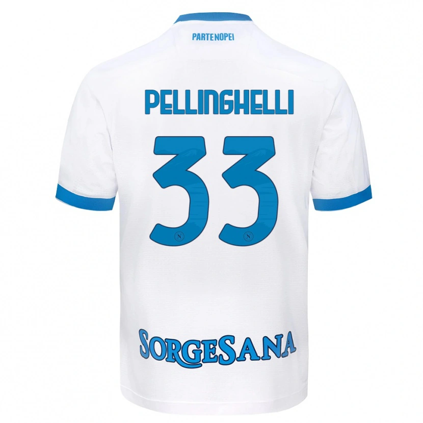 Danxen Dzieci Alice Pellinghelli #33 Biały Błękitny Wyjazdowa Koszulka 2026/27 Koszulki Klubowe