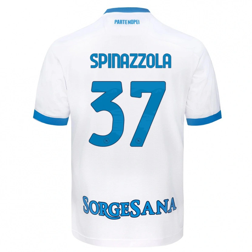 Danxen Dzieci Leonardo Spinazzola #37 Biały Błękitny Wyjazdowa Koszulka 2026/27 Koszulki Klubowe