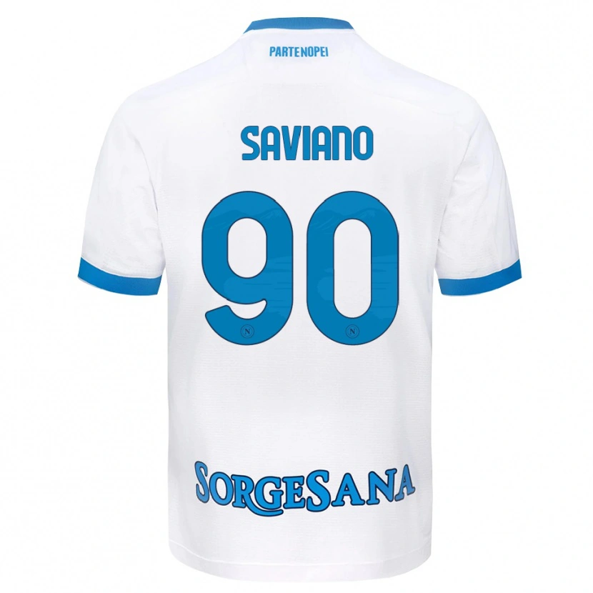 Danxen Dzieci Raffaele Saviano #90 Biały Błękitny Wyjazdowa Koszulka 2026/27 Koszulki Klubowe