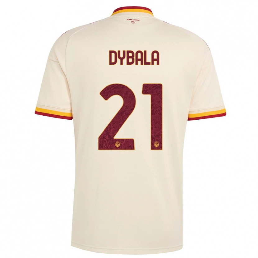 Danxen Dzieci Paulo Dybala #21 Szampan Czerwony Żółty Wyjazdowa Koszulka 2026/27 Koszulki Klubowe