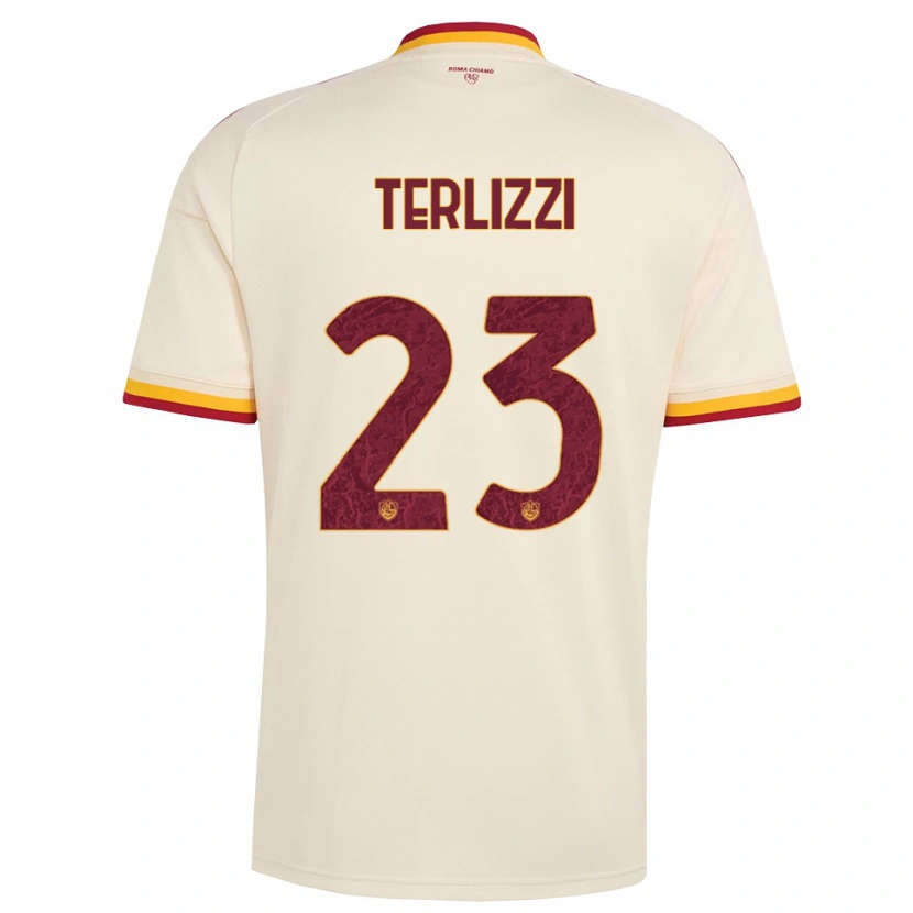 Danxen Dzieci Federico Terlizzi #23 Szampan Czerwony Żółty Wyjazdowa Koszulka 2026/27 Koszulki Klubowe