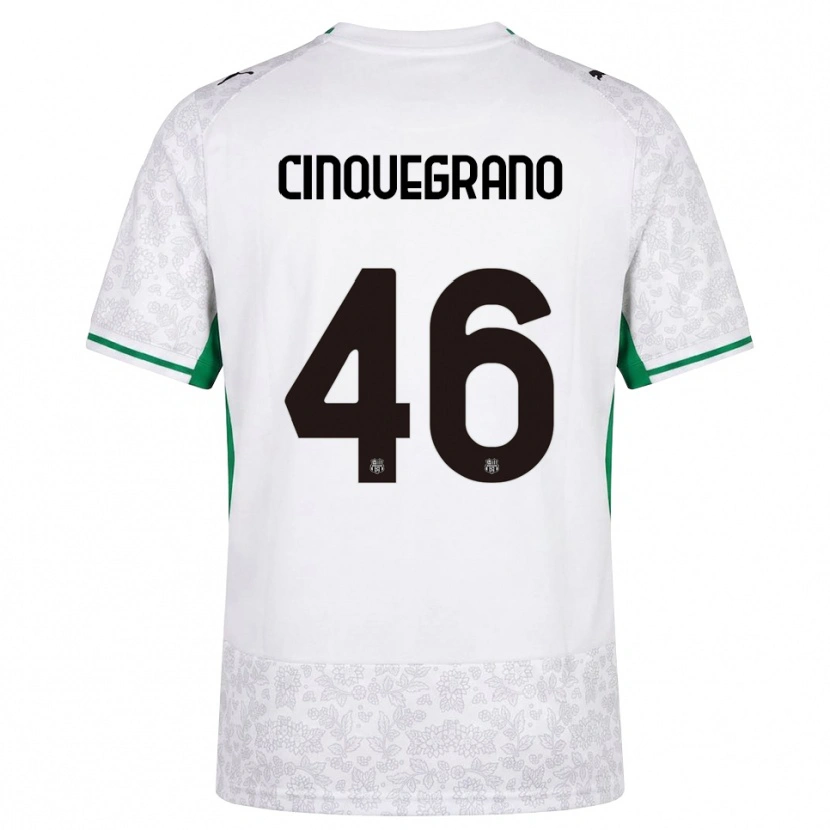 Danxen Dzieci Simone Cinquegrano #46 Biały Czarny Zielony Wyjazdowa Koszulka 2026/27 Koszulki Klubowe