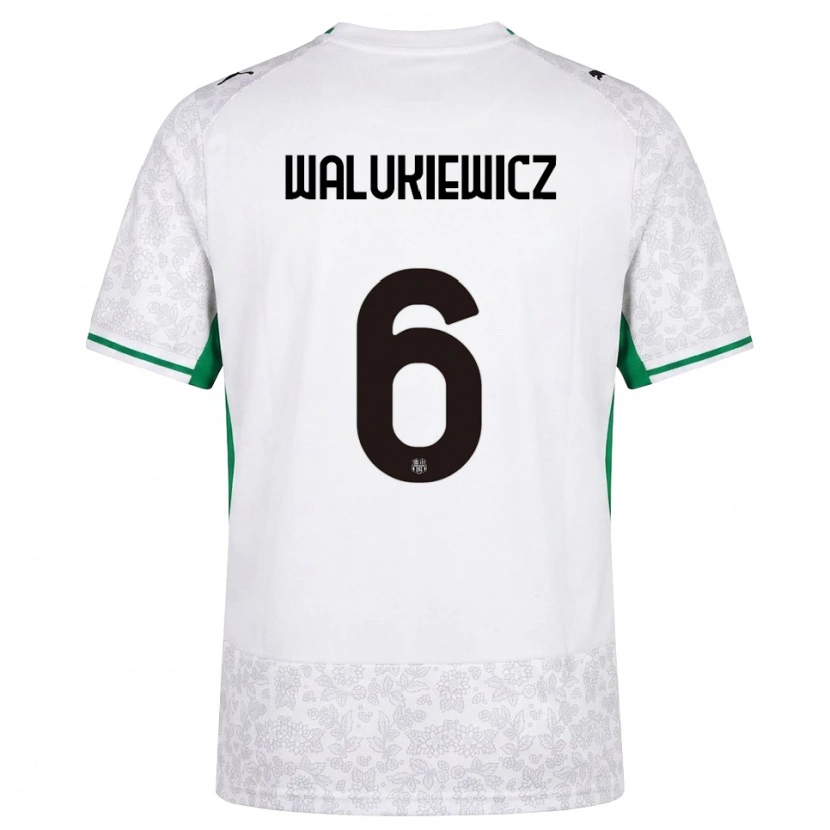 Danxen Dzieci Sebastian Walukiewicz #6 Biały Czarny Zielony Wyjazdowa Koszulka 2026/27 Koszulki Klubowe
