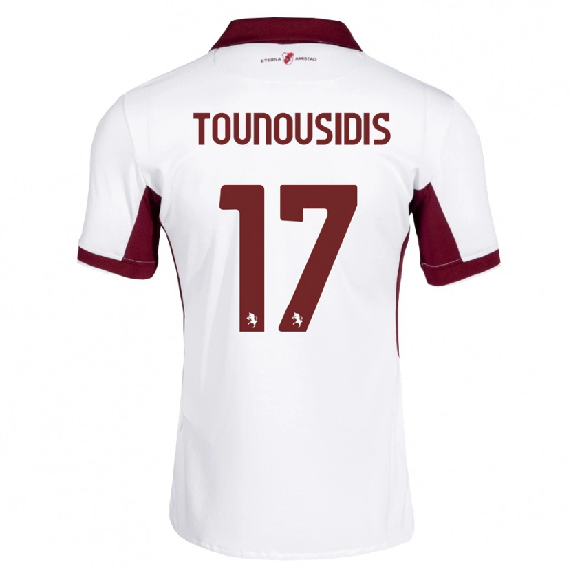 Danxen Dzieci Kyriakos Tounousidis #17 Bordowy Biały Czerwony Wyjazdowa Koszulka 2026/27 Koszulki Klubowe