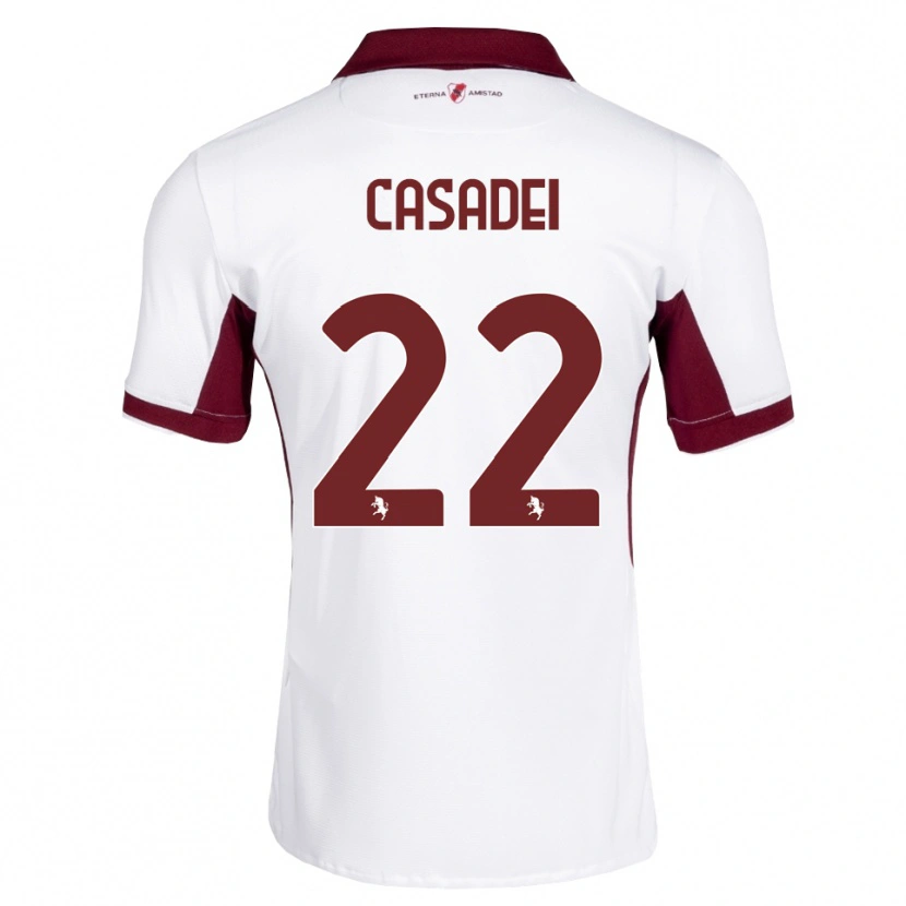 Danxen Dzieci Cesare Casadei #22 Bordowy Biały Czerwony Wyjazdowa Koszulka 2026/27 Koszulki Klubowe