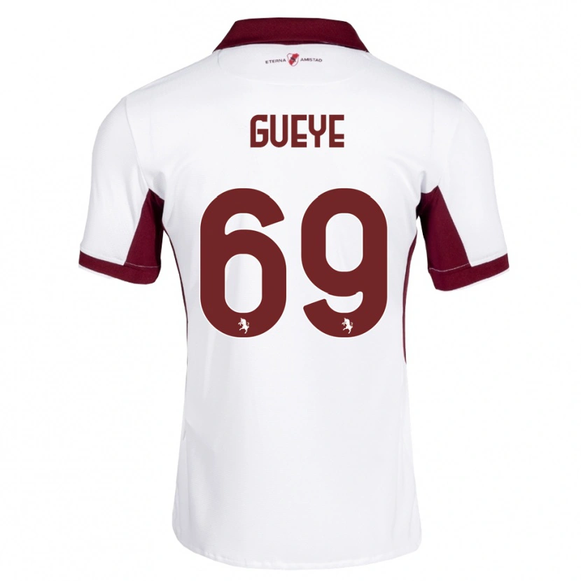 Danxen Dzieci Ousmane Gueye #69 Bordowy Biały Czerwony Wyjazdowa Koszulka 2026/27 Koszulki Klubowe