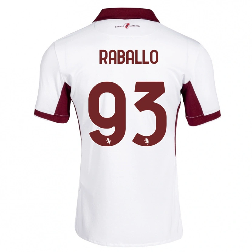 Danxen Dzieci Alessio Raballo #93 Bordowy Biały Czerwony Wyjazdowa Koszulka 2026/27 Koszulki Klubowe