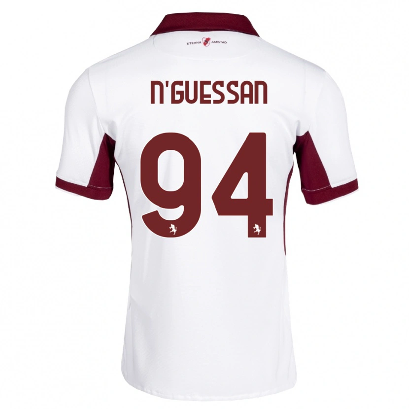 Danxen Dzieci Ange Caumenan N'guessan #94 Bordowy Biały Czerwony Wyjazdowa Koszulka 2026/27 Koszulki Klubowe