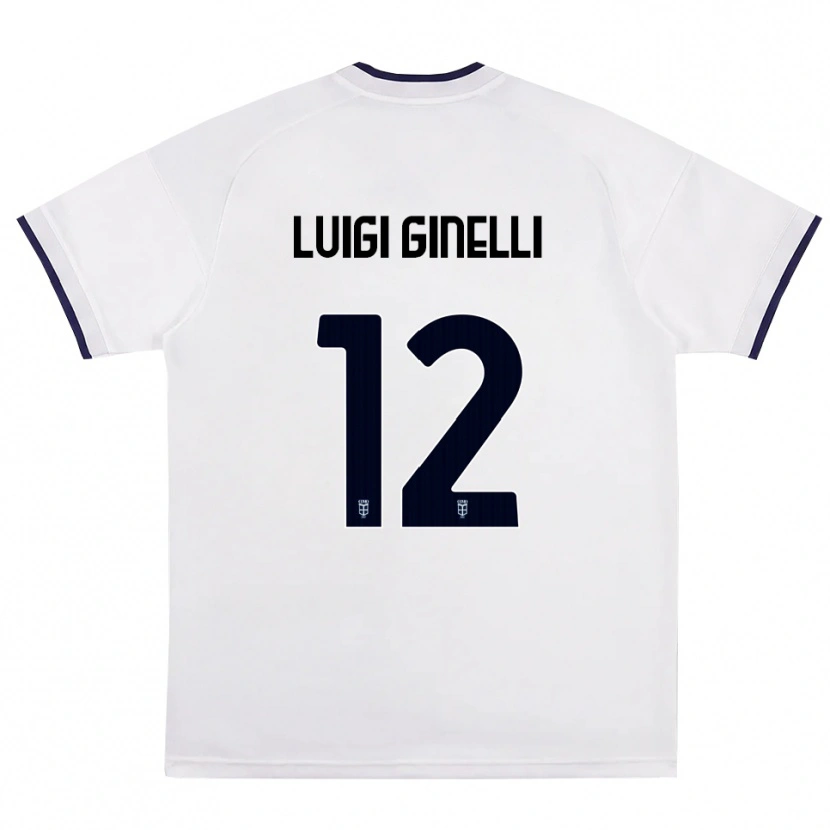 Danxen Dzieci Lorenzo Luigi Ginelli #12 Biały Czerwony Królewski Niebieski Wyjazdowa Koszulka 2026/27 Koszulki Klubowe