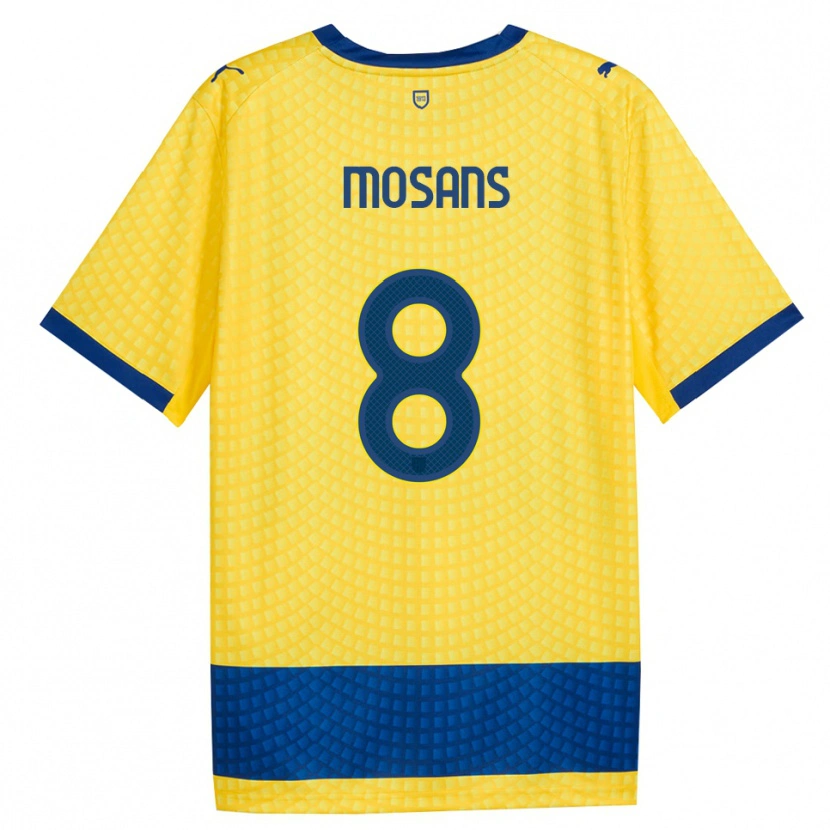 Danxen Dzieci Kristaps Mosans #8 Żółty Niebieski Czarny Wyjazdowa Koszulka 2026/27 Koszulki Klubowe