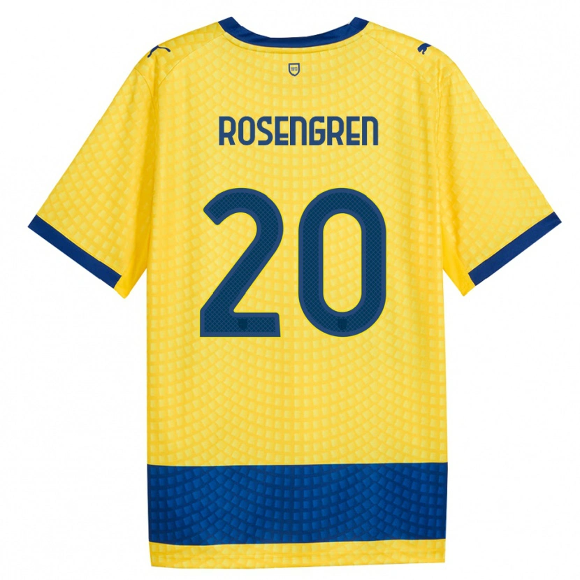 Danxen Dzieci Lukas Rosengren #20 Żółty Niebieski Czarny Wyjazdowa Koszulka 2026/27 Koszulki Klubowe