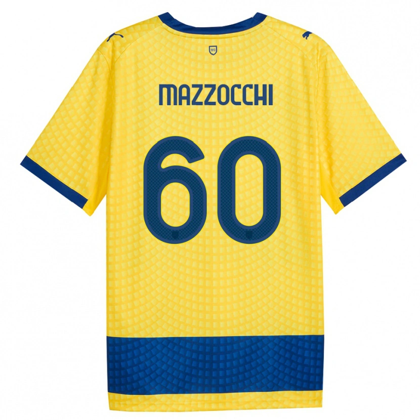 Danxen Dzieci Alessandro Mazzocchi #60 Żółty Niebieski Czarny Wyjazdowa Koszulka 2026/27 Koszulki Klubowe