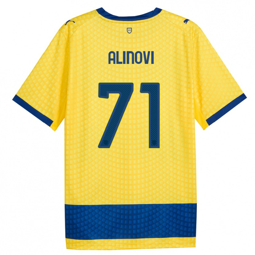 Danxen Dzieci Filippo Alinovi #71 Żółty Niebieski Czarny Wyjazdowa Koszulka 2026/27 Koszulki Klubowe