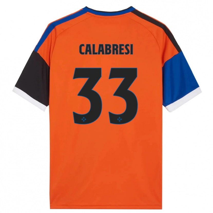Danxen Dzieci Arturo Calabresi #33 Pomarańczowy Niebieski Czarny Biały Wyjazdowa Koszulka 2026/27 Koszulki Klubowe