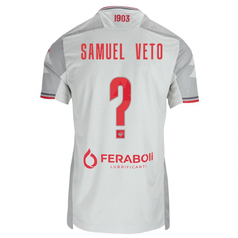 Danxen Dzieci Djoloelie Samuel Veto #0 Szary Biały Czerwony Wyjazdowa Koszulka 2026/27 Koszulki Klubowe