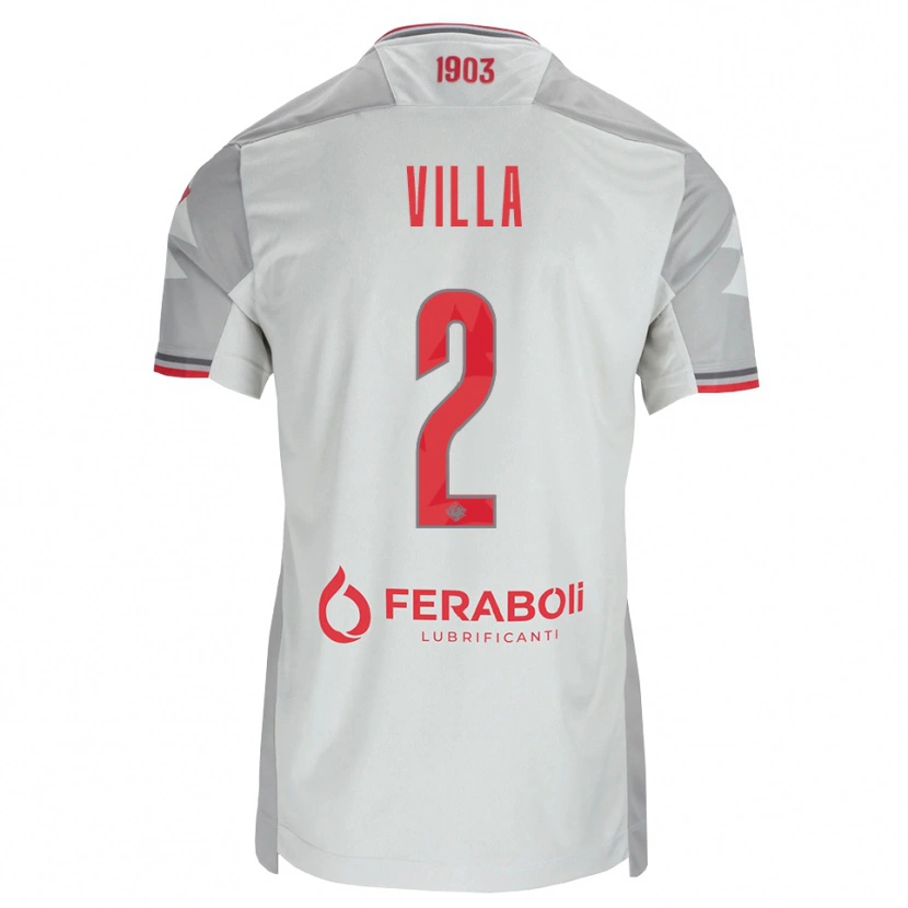 Danxen Dzieci Riccardo Villa #2 Szary Biały Czerwony Wyjazdowa Koszulka 2026/27 Koszulki Klubowe
