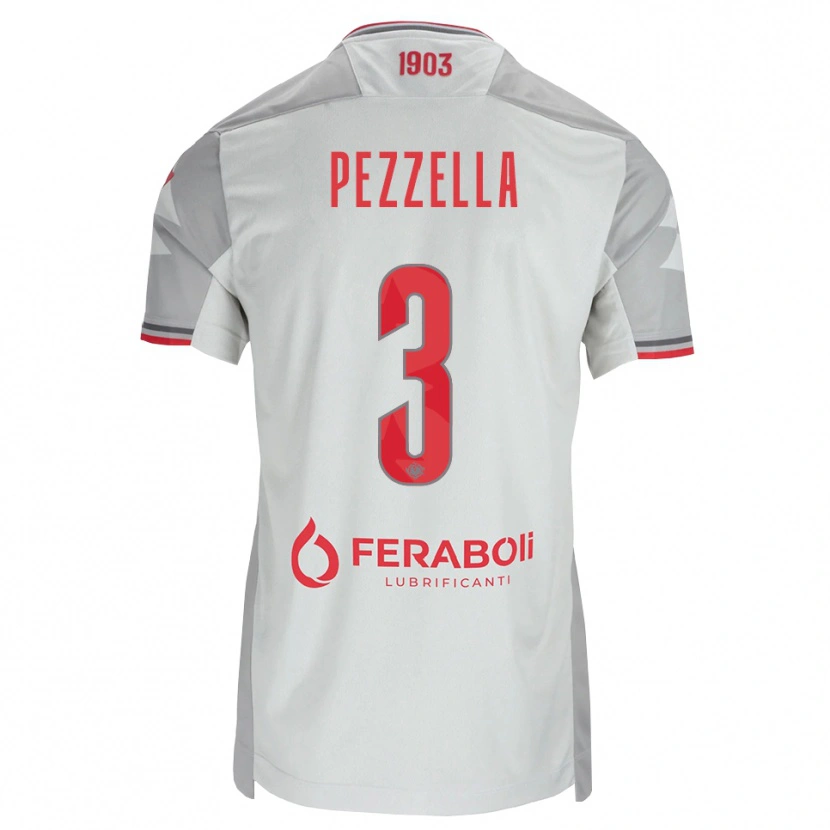 Danxen Dzieci Giuseppe Pezzella #3 Szary Biały Czerwony Wyjazdowa Koszulka 2026/27 Koszulki Klubowe