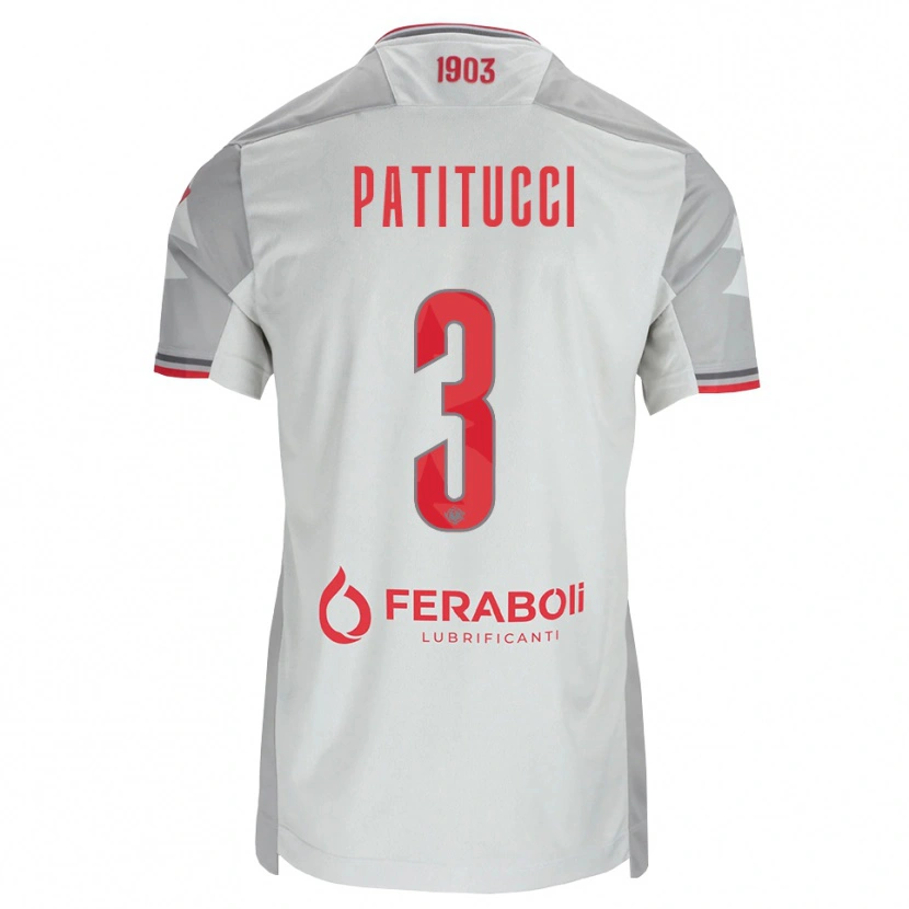Danxen Dzieci Christian Patitucci #3 Szary Biały Czerwony Wyjazdowa Koszulka 2026/27 Koszulki Klubowe