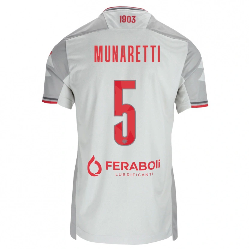 Danxen Dzieci Luca Munaretti #5 Szary Biały Czerwony Wyjazdowa Koszulka 2026/27 Koszulki Klubowe
