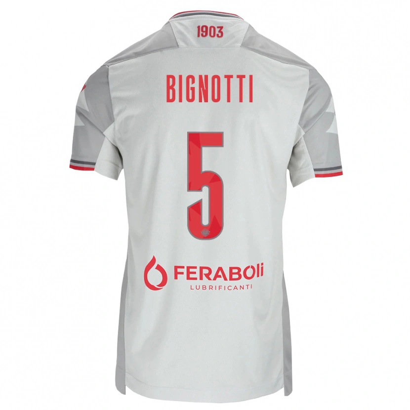 Danxen Dzieci Francesco Bignotti #5 Szary Biały Czerwony Wyjazdowa Koszulka 2026/27 Koszulki Klubowe