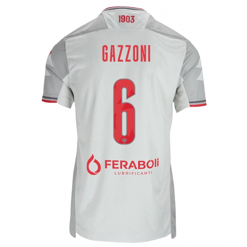 Danxen Dzieci Matteo Gazzoni #6 Szary Biały Czerwony Wyjazdowa Koszulka 2026/27 Koszulki Klubowe