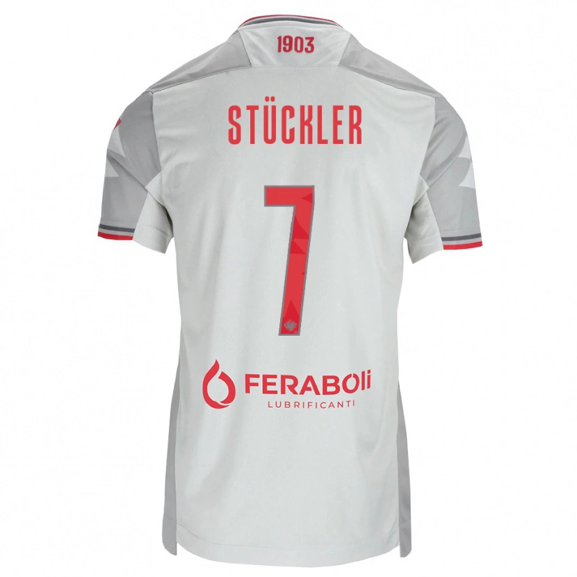 Danxen Dzieci David Stückler #7 Szary Biały Czerwony Wyjazdowa Koszulka 2026/27 Koszulki Klubowe