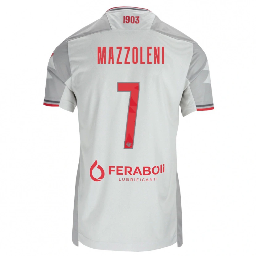 Danxen Dzieci Andrea Mazzoleni #7 Szary Biały Czerwony Wyjazdowa Koszulka 2026/27 Koszulki Klubowe