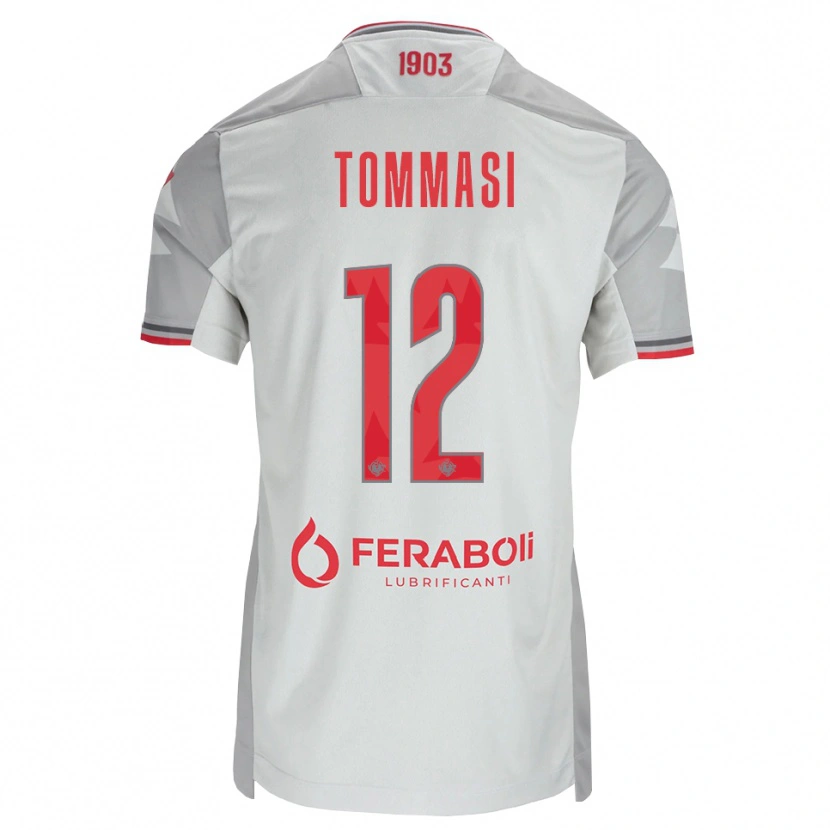 Danxen Dzieci Francesco Tommasi #12 Szary Biały Czerwony Wyjazdowa Koszulka 2026/27 Koszulki Klubowe
