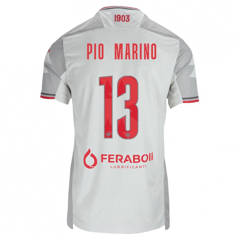 Danxen Dzieci Lorenzo Pio Marino #13 Szary Biały Czerwony Wyjazdowa Koszulka 2026/27 Koszulki Klubowe