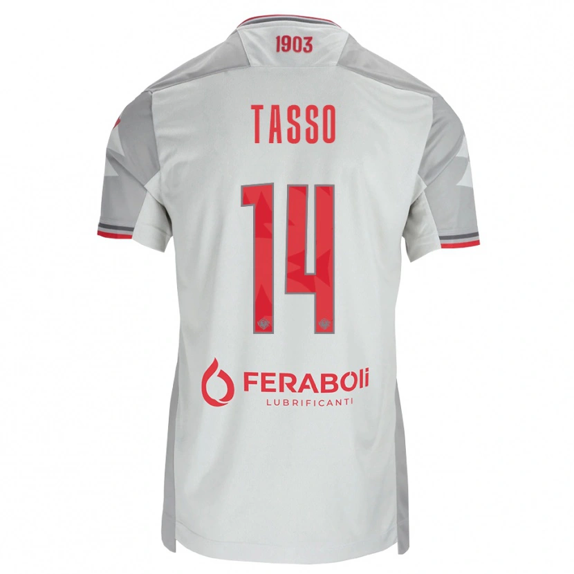 Danxen Dzieci Achille Tasso #14 Szary Biały Czerwony Wyjazdowa Koszulka 2026/27 Koszulki Klubowe