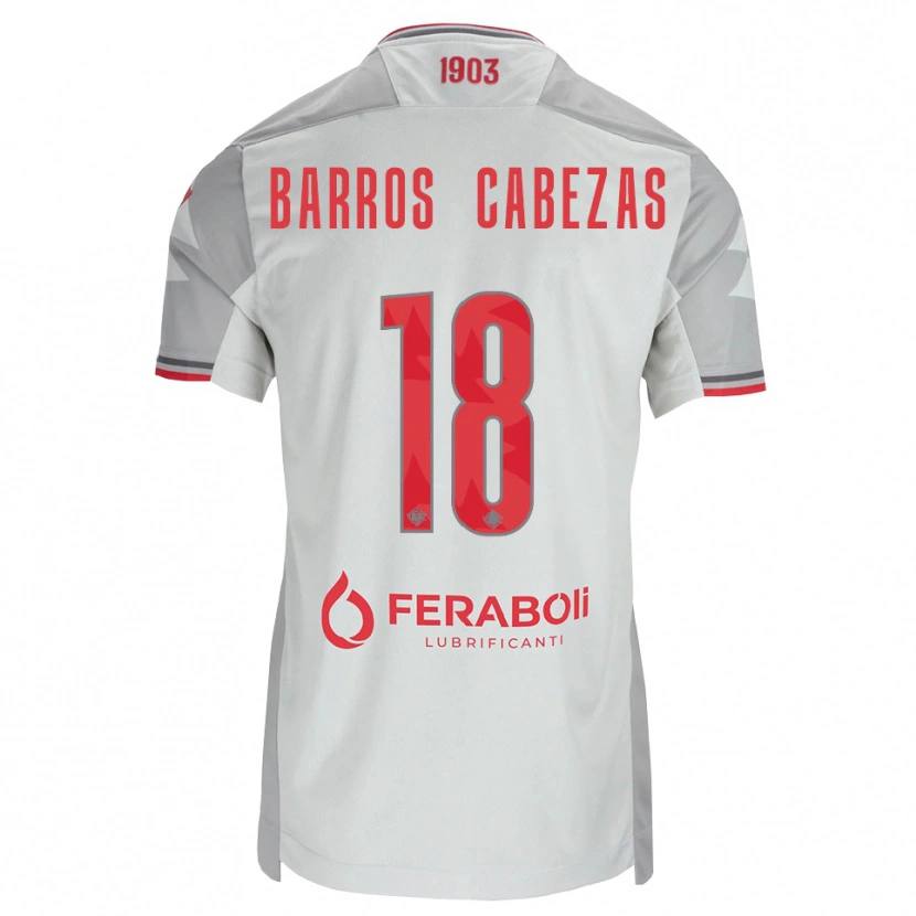 Danxen Dzieci Ronie Barros Cabezas #18 Szary Biały Czerwony Wyjazdowa Koszulka 2026/27 Koszulki Klubowe