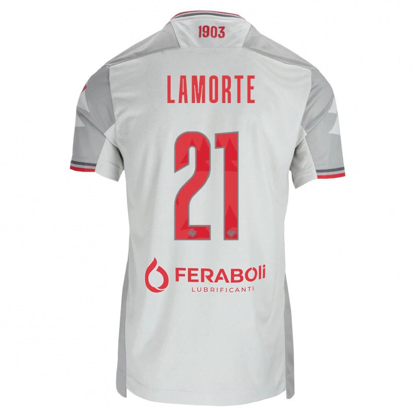 Danxen Dzieci Alessandro Lamorte #21 Szary Biały Czerwony Wyjazdowa Koszulka 2026/27 Koszulki Klubowe