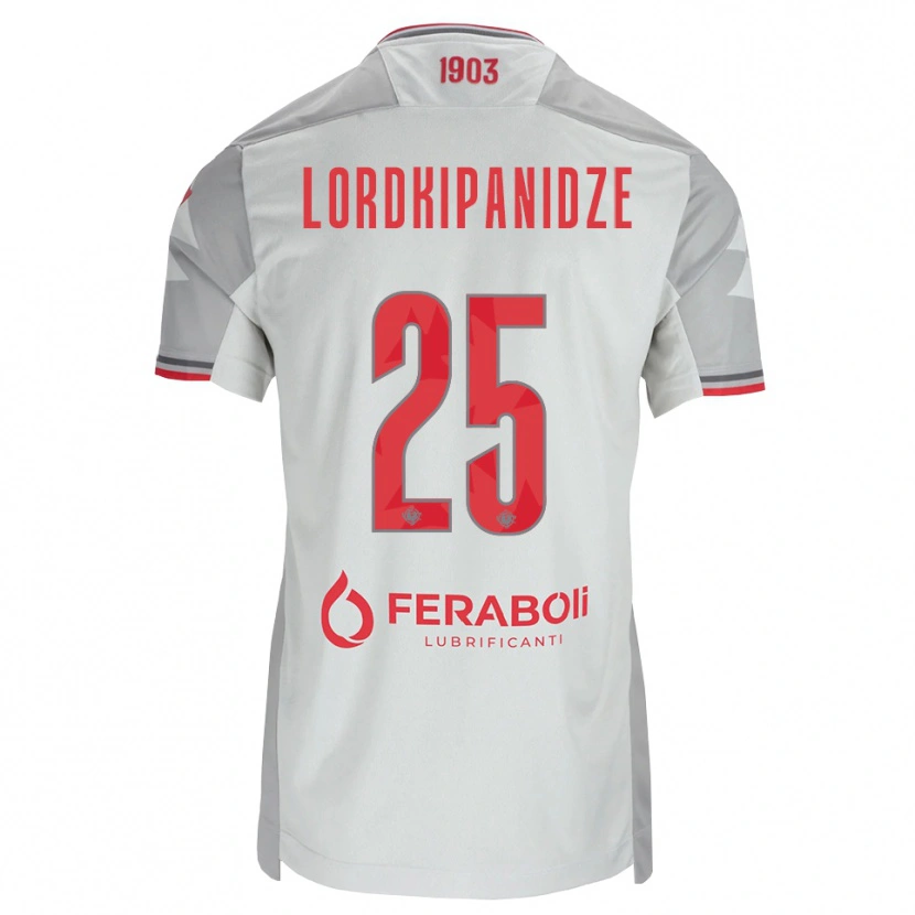 Danxen Dzieci Dachi Lordkipanidze #25 Szary Biały Czerwony Wyjazdowa Koszulka 2026/27 Koszulki Klubowe