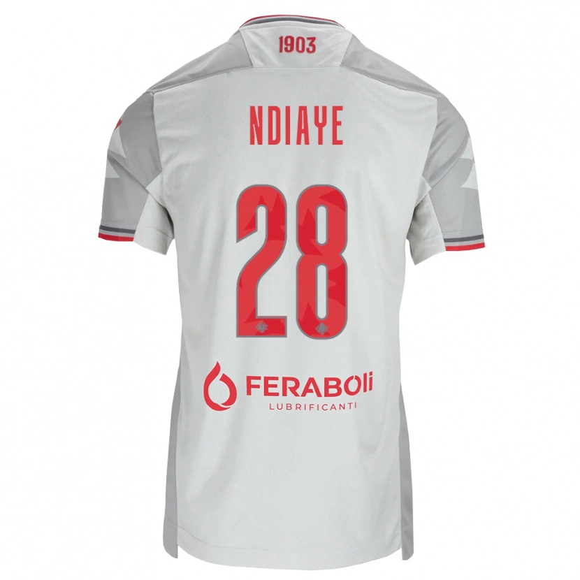 Danxen Dzieci Maissa Ndiaye #28 Szary Biały Czerwony Wyjazdowa Koszulka 2026/27 Koszulki Klubowe