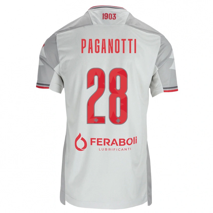 Danxen Dzieci Michele Paganotti #28 Szary Biały Czerwony Wyjazdowa Koszulka 2026/27 Koszulki Klubowe