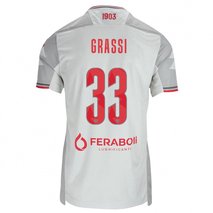 Danxen Dzieci Alberto Grassi #33 Szary Biały Czerwony Wyjazdowa Koszulka 2026/27 Koszulki Klubowe