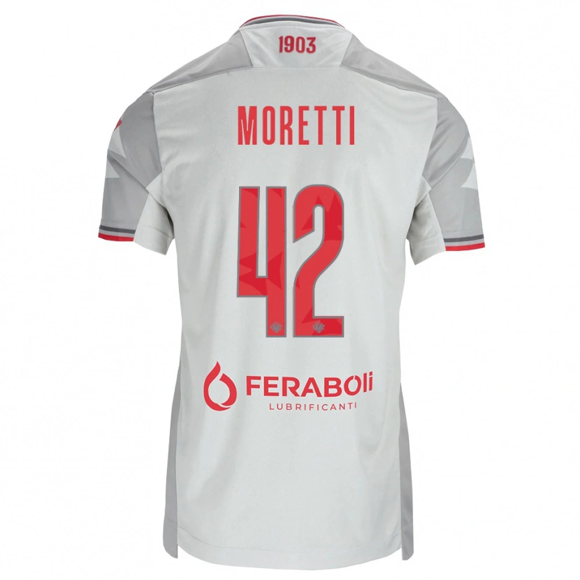 Danxen Dzieci Lorenzo Moretti #42 Szary Biały Czerwony Wyjazdowa Koszulka 2026/27 Koszulki Klubowe